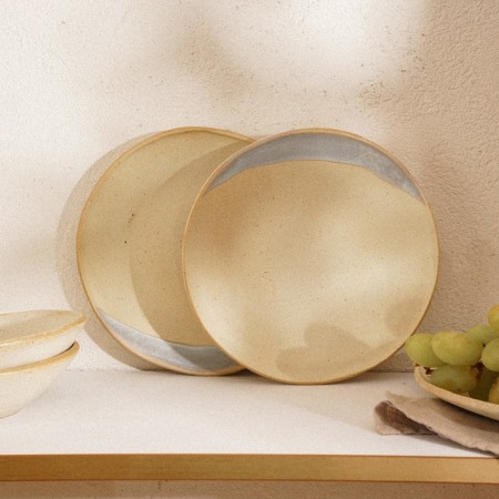 A set of porcelain plates SL Home "Wave Sardinia", d = 27.5 cm, beige color-2