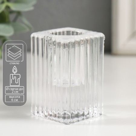 Glass of glass per 1 candle "column" d-2 cm transparent 2x2x6 cm