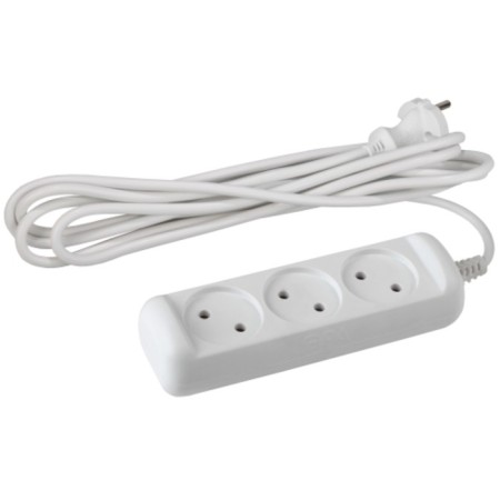 Extension cord electric era U-3-10M-2X1 without grounding 3 outlet 10 m, PVS 2x1mm2 10a 10a