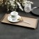 Metal tray, eco -leather rectangular 37.5 x 18.5 cm, brown color