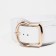 Women's belt, width 8 cm, elastic band, metal buckle, white color