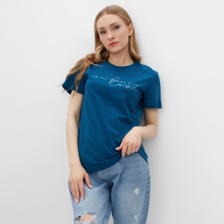 T-shirt female, darkly turquoise color, size 54-3