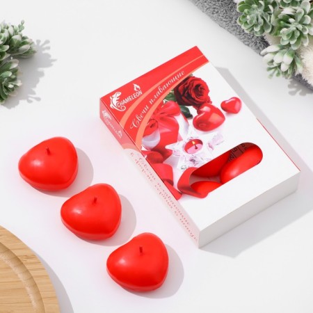 Set of candles floating "heart", 6 pcs,