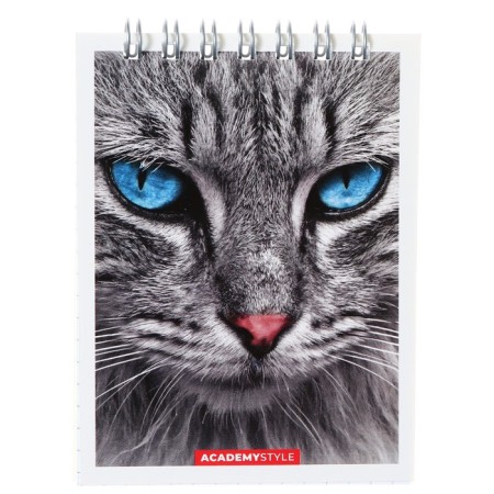 Notepad A7 40 sheets in a cage on the crest "Cats", Cardboard Cover, VD-LK, MIX-2
