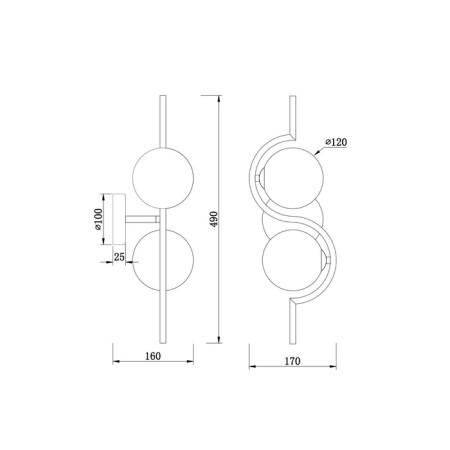 Wall lamp 25W, 2xg9, 49x16 cm, brass-2