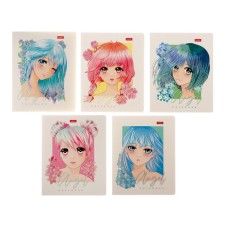 A notebook of 48 sheets in the Angels cage, anime, cover coated cardboard, 3D foil, matte lamination, rounded angles, 5V, mix