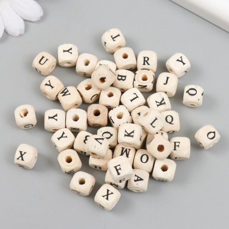 A set of beads for creativity wood "English alphabet" (set50 pcs) 1x1x1 cm
