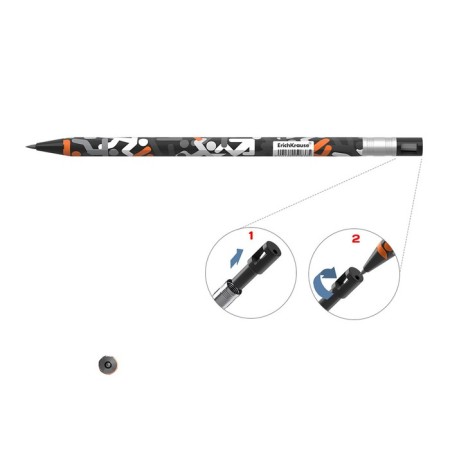 Mechanical pencil Erichkrause "Colortouch Walkers", Grifel D = 2.0 mm, with a grif, "Soft-Touch" with a design, in a tube-2