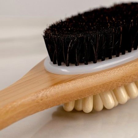 Massage brush for the body of the share, with a handle and a massage, natural bristles-3