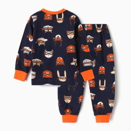 Pajamas for boys, dark blue color, height 116 cm-10