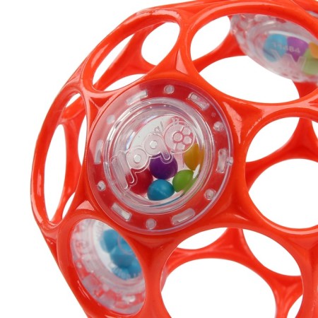 Developing toy Bright Starts, OBALL ball, with a rattle, red color-1