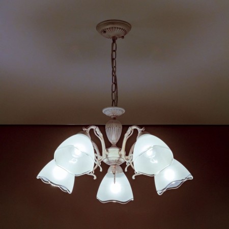 Suspended chandelier Citilux "Latur" CL413250, 36x33 cm, 5x75W, e27, white color-6
