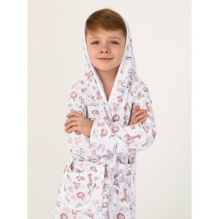 Children's robe with a hood, height 128 cm-3
