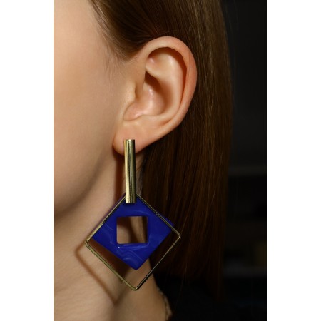 Earrings Assorted "Illusion", blue color in gold-9