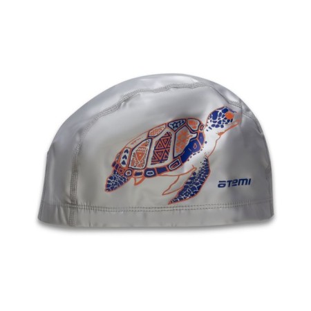 ATEMI Pu 305 swimming cap, fabric with polyurethane coating, silver color, print-3
