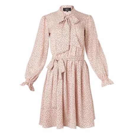 Women's dress with a bow Mist R.48, beige-7