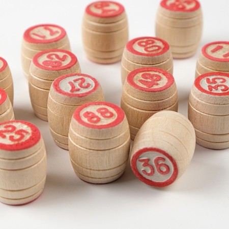 Lotto Russian, wooden "patterns", board game, with barrels-6