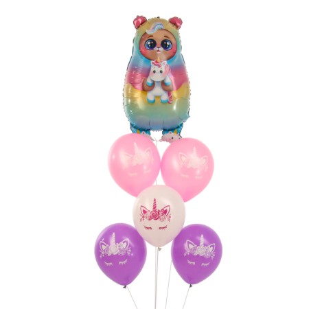 A bouquet of balls “Bear-unicorn”, latex, foil, set 6 pcs.-1