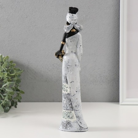 Polystone souvenir "African in a white with a golden jug" 5x8x31.5 cm-2
