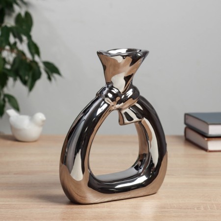VAZA Ceramics Table "Shein" d ot - 3 cm, 19x15 cm, silver-1