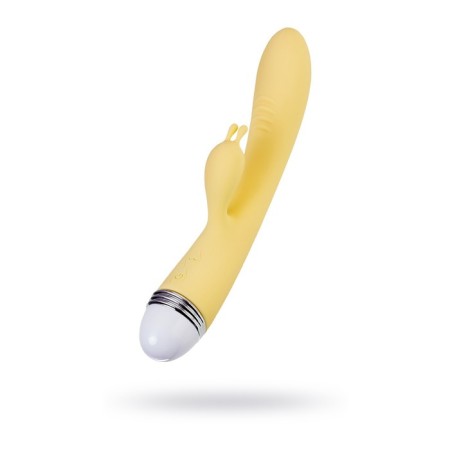 Vibrator Flovetta by Toyfa Aster with a clitoral stimulator, silicone, 22 cm, yellow color-1