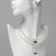 Set 2 objects: earrings, “lady” necklace 2 threads, sparkling drop, white color in silver, 45 cm