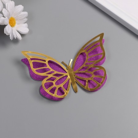 Stick paper, plastic "Butterflies, colored glitter" gold set 12 pcs 12 cm, 10 cm 8 cm-1