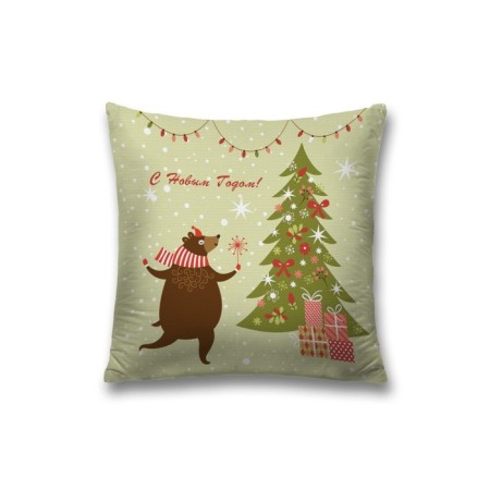 Decorative pillowcase "Bear is preparing", on a zipper, size 45x45 cm