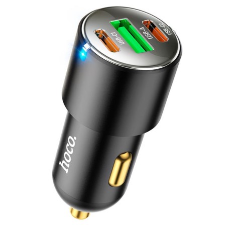 Hoco NZ6, 2 Type-C, 1 USB, 63 W, PD + Qc, Black Automobile