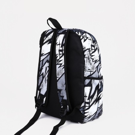School backpack from textiles on a zipper, 3 pockets, gray/black color-3