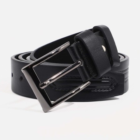 Male belt, width 4 cm, screw, buckle metal, black color