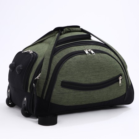 Road bag on wheels, 3 outer pockets, black color/hack