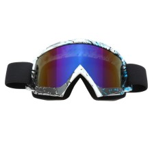Glass-mask for motorcycle driving, glass blue-violet chameleon, white-blue, OM-15