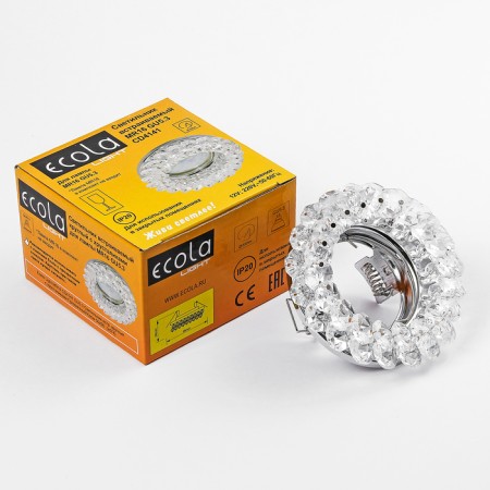 Building lamp Ecola Light, CD4141, MR16, GU5.3, 50x90 mm, round, transparent/chrome