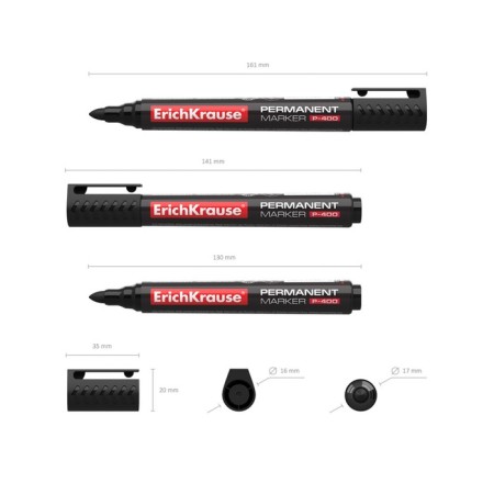 Permanent marker 0.8-2.2 mm Erich Krause P-400 is black, alcohol-based ink is light-resistant, waterproof without xylol-2