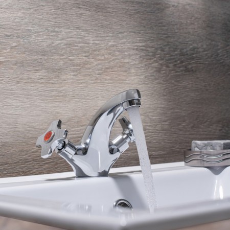 Mixer for the sink RMS SL115-161, two-wound, non-rotary spout, chrome-3