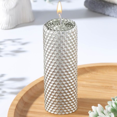Voschshina candle, 4.5x4.5x12.5 cm, chrome metallic