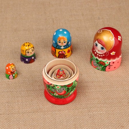 Matryoshka "Compound", birds, 5 puppet, 15 cm, mix-6