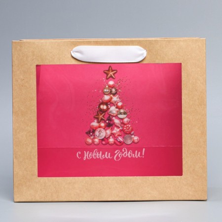 Craftsman package with a plastic window "New Year's balls", 24 x 20 x 11cm, New Year-3