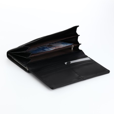 Women's wallet on magnets, black color-4