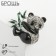 Panda brooch with bamboo, colored in silver