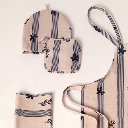 Apron Ethel "Leaves" 60x70cm, 100% HL, reps 220 g/m2-2