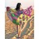 Pareo and beach rug "neon tropics", d = 150 cm