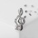 Brooch "Violin key" mini, inspiration, white color in silver