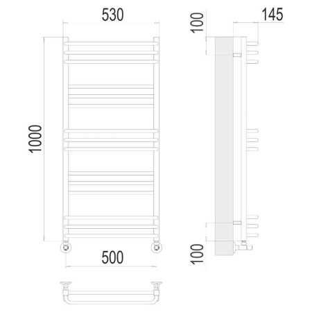 Water towel Terminus "Sorento" P15, 500x800 mm, lower connection, chrome-2