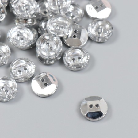Buttons plastic for creativity 2 punctures "Crystal" set 40 pcs 1.1x1.1 cm-1