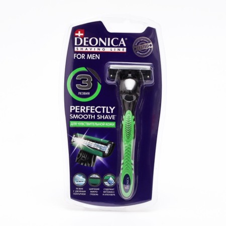 DEONICA for Men razor, for sensitive skin, 3 blades, with a replaceable cassette