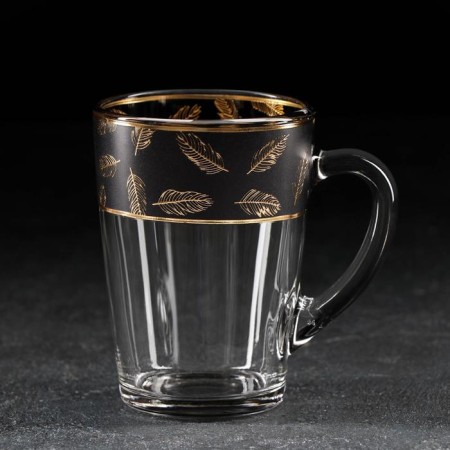 Glass mug "Golden feather. Black ", 300 ml