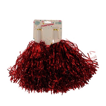 Corrugated pompons, set 2 pcs., Red color