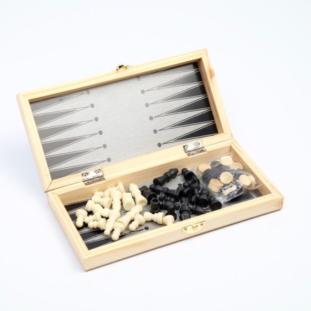 Board game 3 in 1 "Shelest": backgammon, chess, checkers, 24 x 24 cm-1
